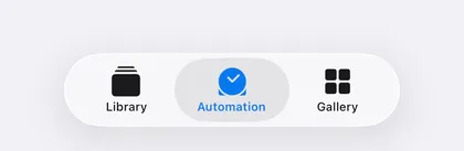 Shortcuts app tab bar with Automation selected